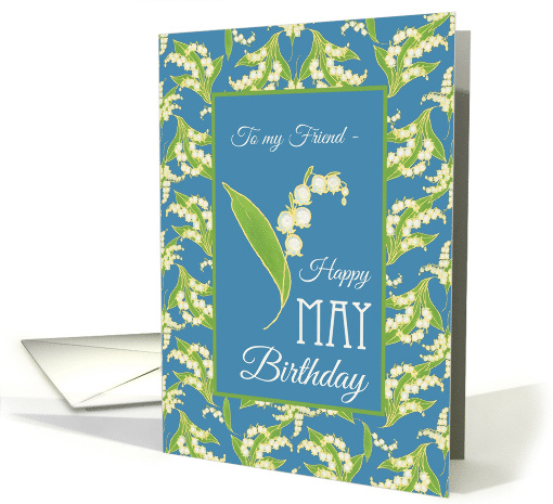 For Friend's May Birthday with Lilies on Blue card (1276686)