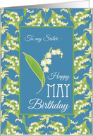 For Sister’s May Birthday with Lilies on Blue card
