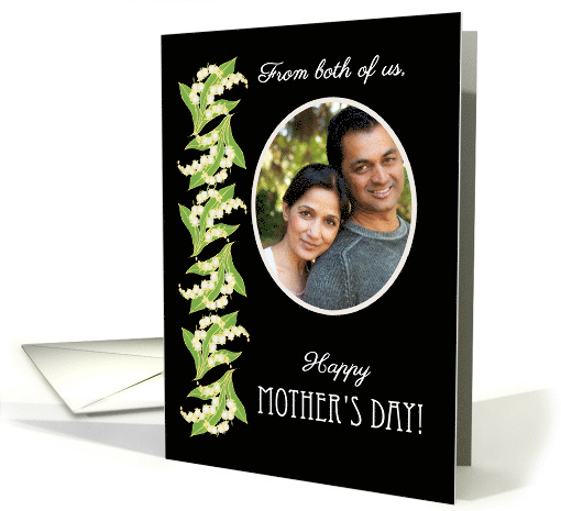 Mother's Day Photo Upload From Both of Us Lilies on Black card