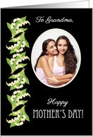 For Grandma Mother’s Day Photo Upload Lilies on Black card