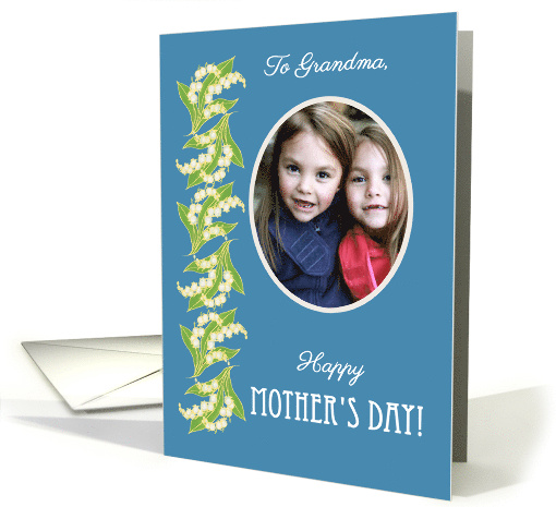 To Grandma Mother's Day Photo Upload Lilies on Blue card (1276798)