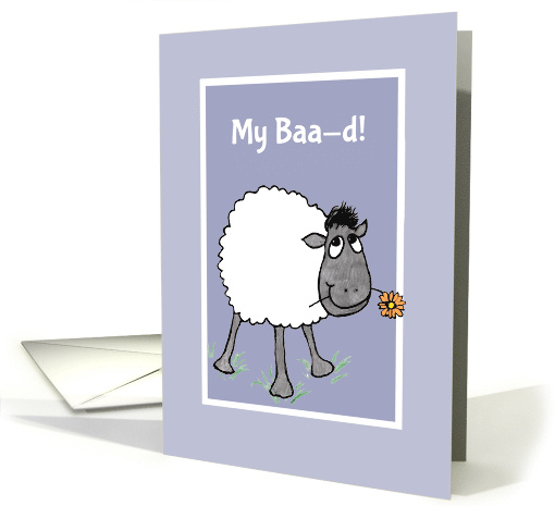 Apology Message with Cute Sheep My Bad Blank Inside card (1285986)