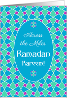 Ramadan Card Across the Miles: Blue, Green, Purple, Islamic Pattern card