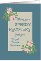 Custom Front Get Well with Vintage Pink Dog Roses on Blue card