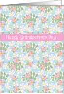 Grandparents Day Greetings Pretty Pink Dog Roses on Blue card