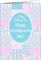 Grandparents Day From Both of Us Pink Roses Faux Patchwork card