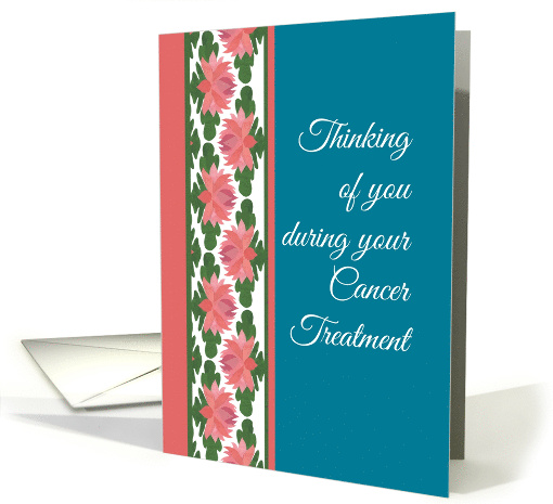 Thinking of You Cancer Treatment with Water Lilies Border card