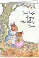 Custom Front Little Mouse New School Good Luck card