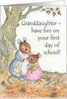 Little Mouse First Day at School Card for Granddaughter card