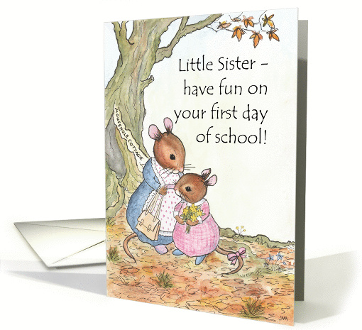 Little Mouse First Day at School Card for Little Sister card (1304726)