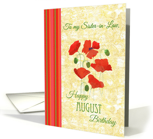 For Sister in Law August Birthday with Red Field Poppies card