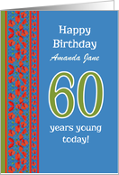 Custom Front 60th Birthday Red Field Poppies Border card