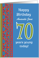Custom Front 70th Birthday Red Field Poppies Border