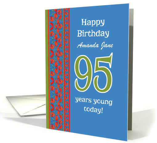 Custom Front 95th Birthday Red Field Poppies Border card (1313012)