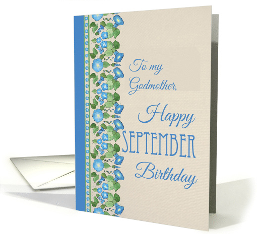 For Godmother September Birthday Morning Glory Blank Inside card