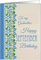 For Godmother September Birthday Morning Glory Blank Inside card