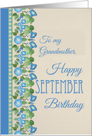 For Grandmother September Birthday Morning Glory Blank Inside card