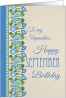 Stepmother September Birthday Morning Glory Pattern Blank Inside card