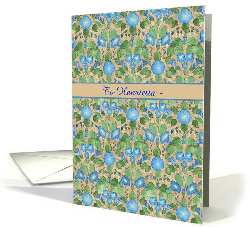 Custom Name Get Well with Blue Morning Glory Flowers Pattern card