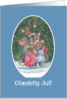 Danish Christmas Card Cute Mouse Family Carol-Singers card