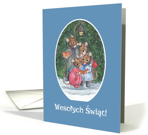 Polish Christmas Card Cute Mouse Family Carol-Singers card (1328076)