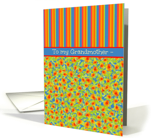 October Birthday Card for Grandmother, Marigolds and Stripes card
