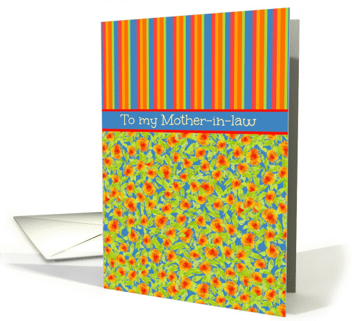 October Birthday Card for Mother-in-law, Marigolds and Stripes card