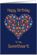 For Sweetheart’s Birthday Folk Art Style Floral Heart card