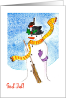 Christmas Snowman with Robin and Holly Swedish Blank Inside card