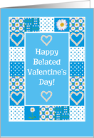 Belated Valentine’s Day Daisies Faux Patchwork Blank Inside card