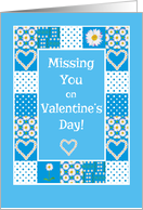 Valentine’s Missing You with Daisies Faux Patchwork Blank Inside card