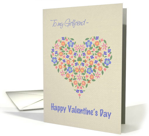 For Girlfriend Valentine's Folk Art Floral Heart Blank Inside card
