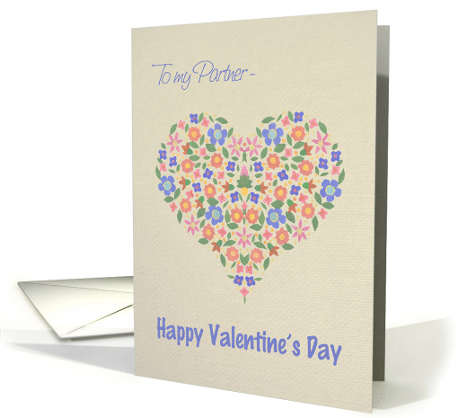 For Partner Valentine's Folk Art Floral Heart Blank Inside card