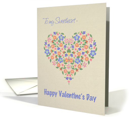 For Sweeetheart Valentine's Folk Art Floral Heart Blank Inside card