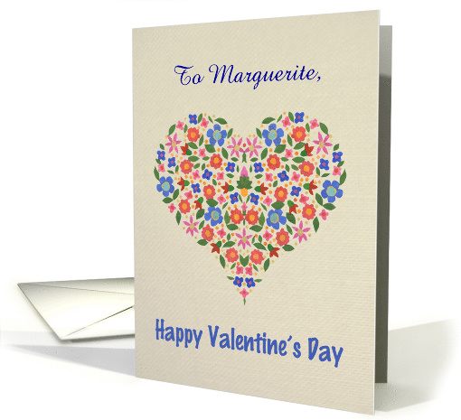 Custom Name Valentine's Folk Art Floral Heart Blank Inside card