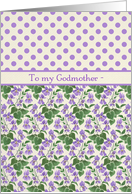 Violets, Polka Dots February Birthday Card, Godmother card