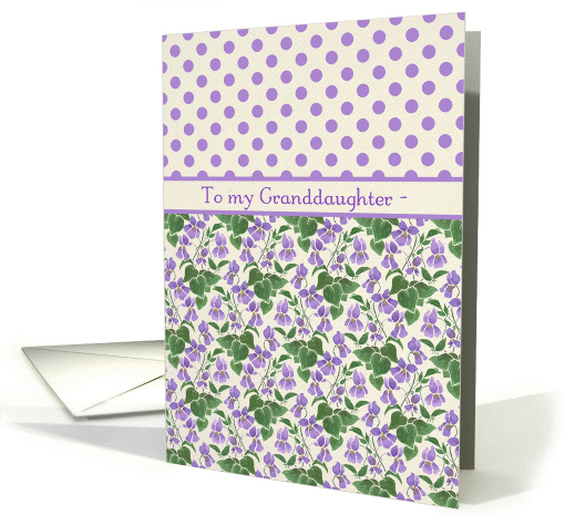 Violets, Polka Dots February Birthday Card, Granddaughter card