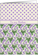 Violets, Polka Dots February Birthday Card for Mother card