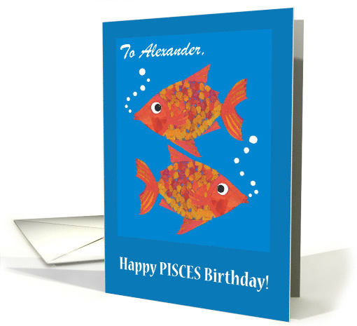 Custom Name Pisces Birthday with two Fun Fishes card (1365998)