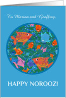 Custom Name Norooz Greetings with Fun Fishes Swimming card