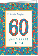 Custom Relation 60th Birthday with Retro Floral Print card