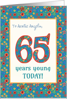 Custom Relation 65th Birthday with Retro Floral Print card