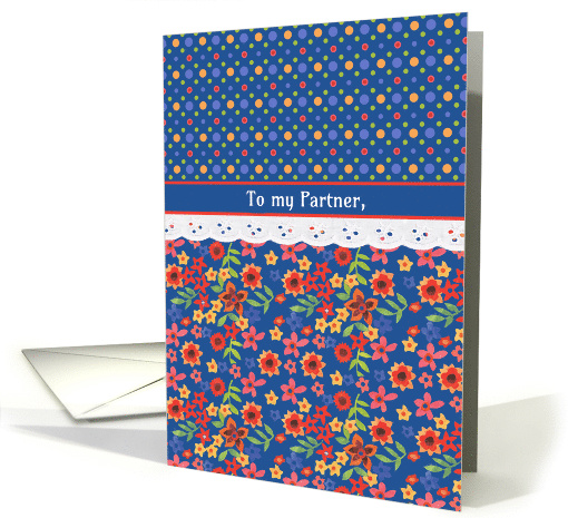 For Partner on Mother's Day Retro Floral with Polkas and... (1380860)