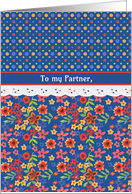 For Partner on Mother’s Day Retro Floral with Polkas and Faux Lace card