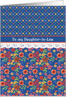 For Daughter in Law Mother’s Day Retro Floral with Polkas and Faux Lac card