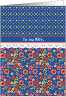 For Wife on Mother’s Day Retro Floral with Polkas and Faux Lace card