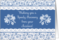 Get Well from Accident With Pretty Indigo Patterns card