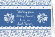 Get Well from Back Surgery With Pretty Indigo Patterns card