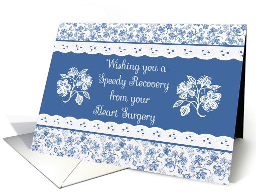 Get Well from Heart Surgery With Pretty Indigo Patterns card (1385196)