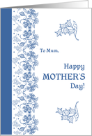 For Mum on Mother’s Day with Indigo Blue Patterns card